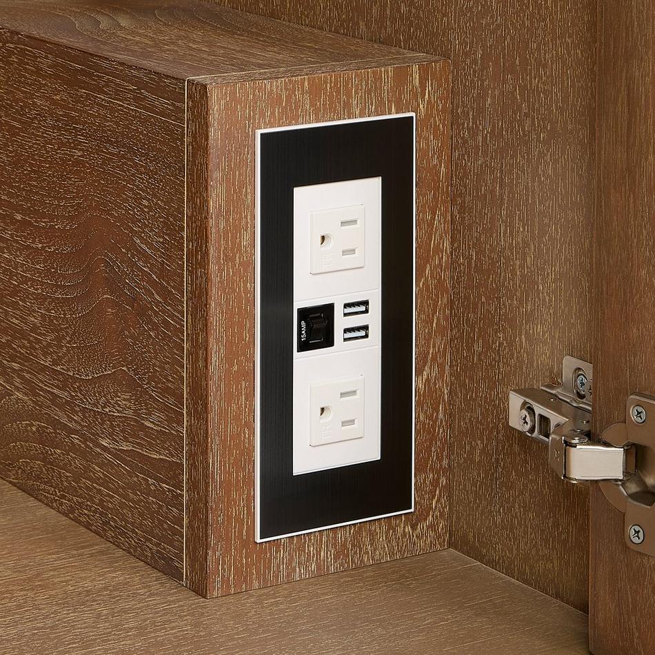 72" Wendolyn Teak Double Vanity with Rect Undermount Sinks - Outlets - Washed Teak - CB Quartz - 3H, , large image number 6