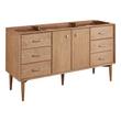 60" Wendolyn Teak Single Vanity with Rect Undermount Sink - Outlet - Washed Teak - AW Quartz - 3H, , large image number 1