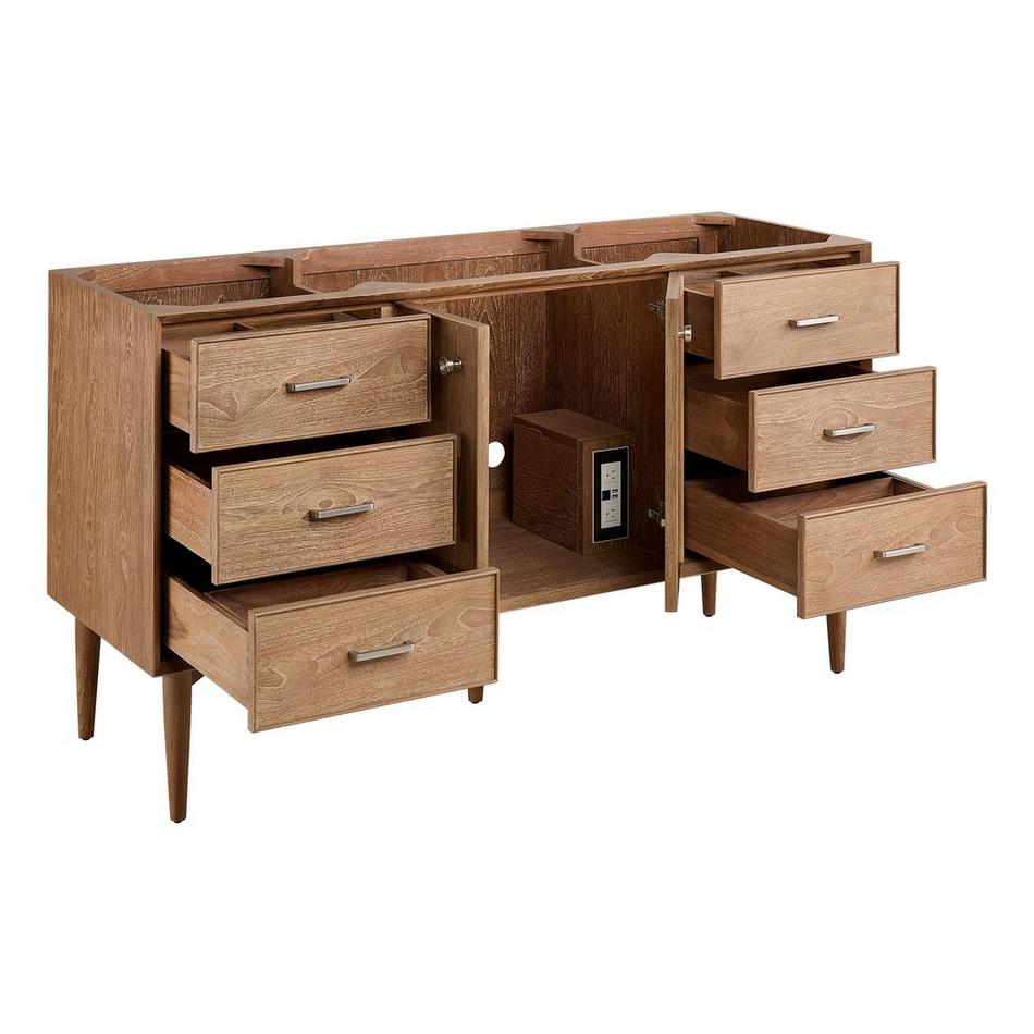 60" Wendolyn Teak Single Vanity with Rect Undermount Sink - Outlet - Washed Teak - AW Quartz - 3H, , large image number 2