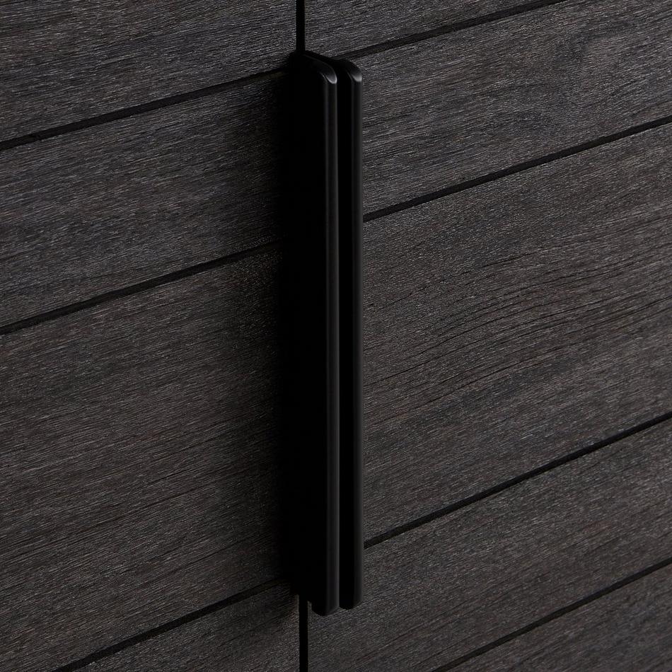 60" Aliso Teak Double Vanity with Rect Undermount Sinks - Charred Timber Black - Carrara - 1 Hole, , large image number 3