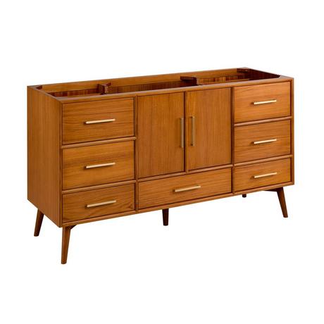 60" Novak Single Teak Vanity with Rectangular Undermount Sink - Teak