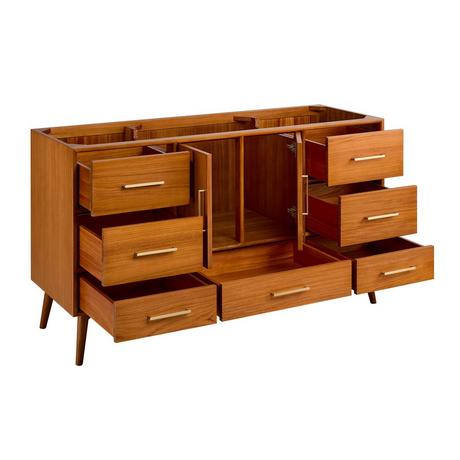 60" Novak Single Teak Vanity with Rectangular Undermount Sink - Teak