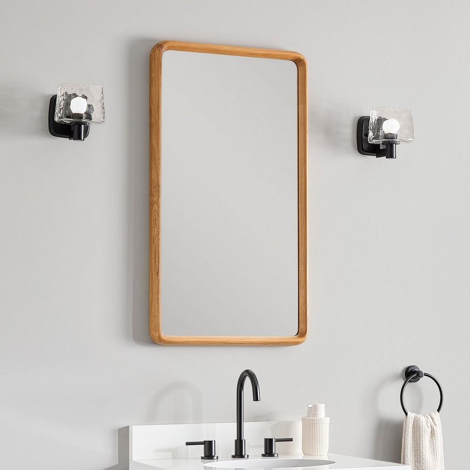 20" x 36" Sylvaine Rounded Rectangle Teak Vanity Mirror - Natural Teak, , large image number 0