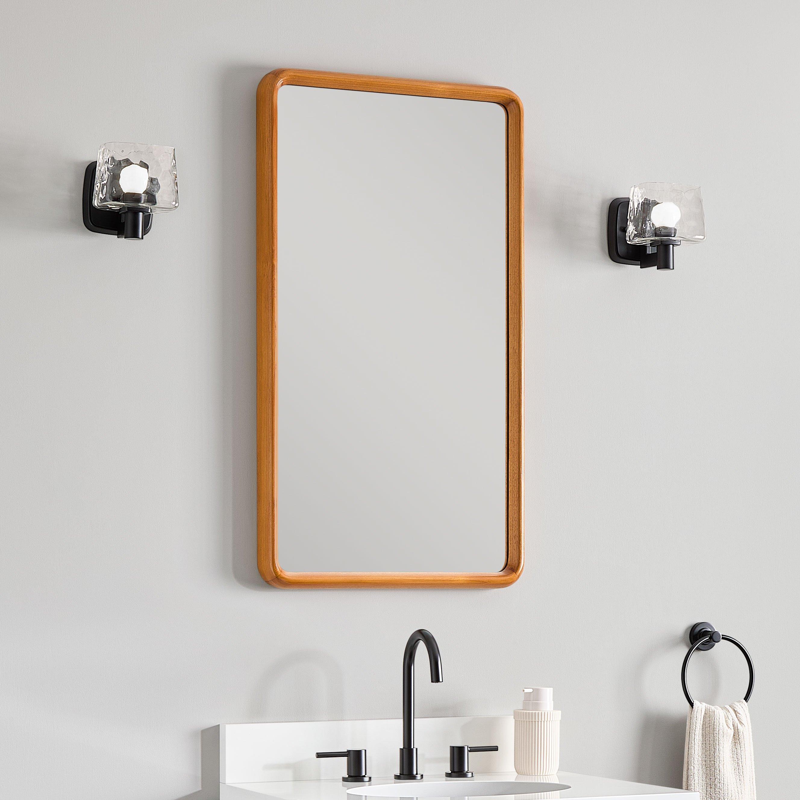 Sylvaine Rounded Rectangle Wood Vanity Mirror | Signature Hardware
