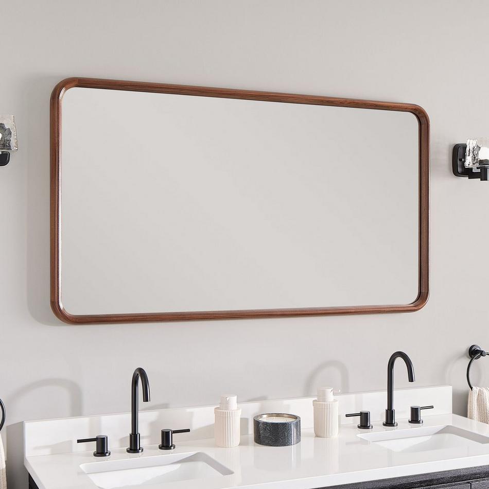 54" x 30" Sylvaine Rounded Rectangle Walnut Vanity Mirror - True Walnut, , large image number 0