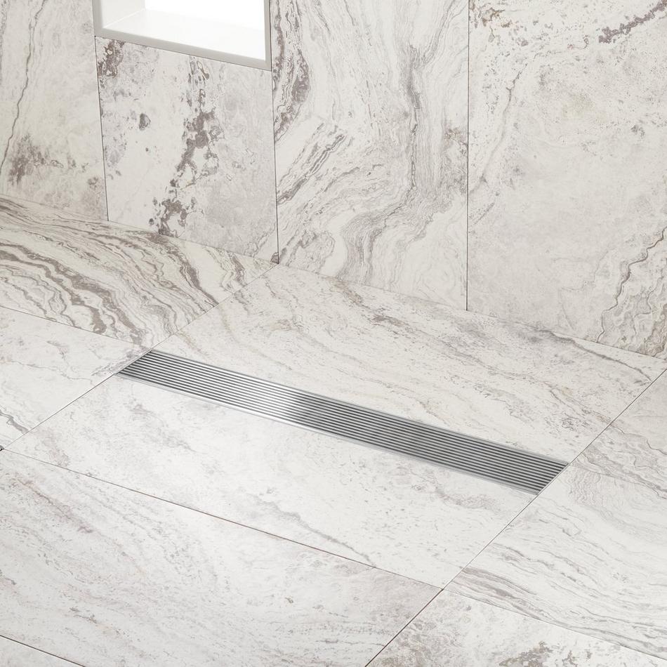 24" Patterned Linear Shower Drain - Polished Stainless Steel, , large image number 0