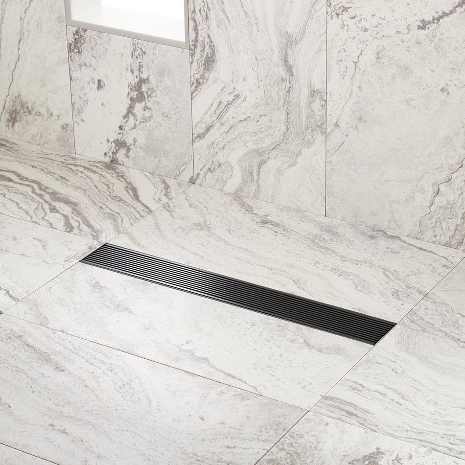 36" Patterned Linear Shower Drain - Matte Black, , large image number 0