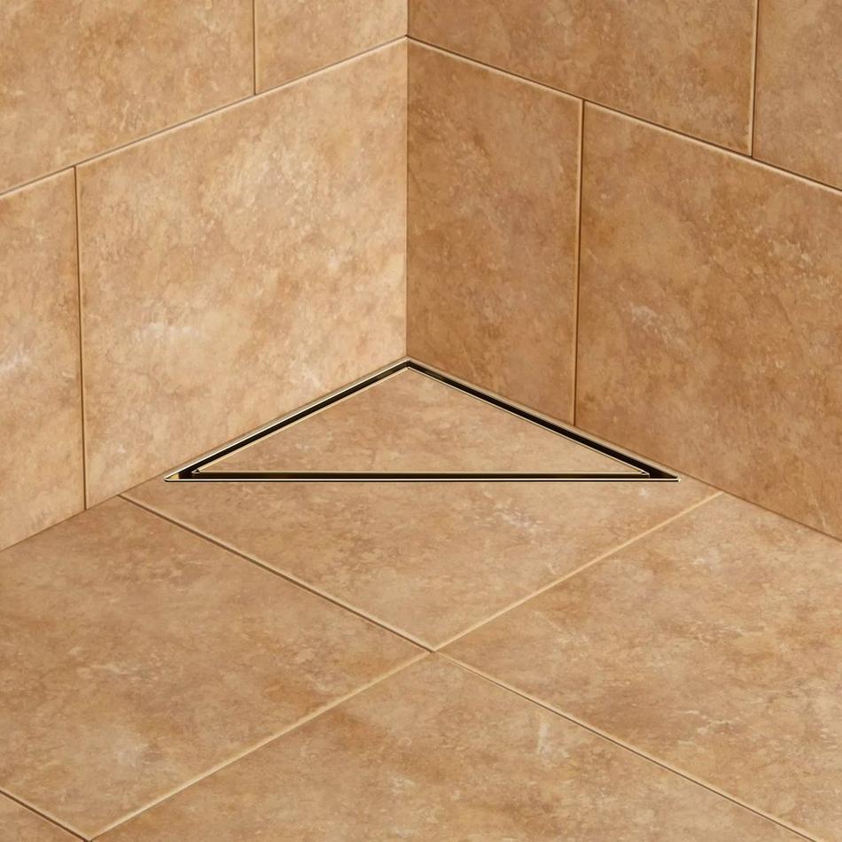 8" Tile-In Corner Shower Drain - Brushed Gold, , large image number 0