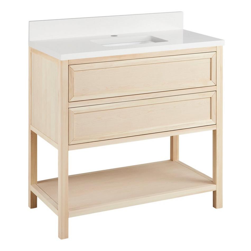 36" Robertson Console Vanity with Rectangular Undermount Sink - Unfinished - AW Quartz - 1 Hole, , large image number 0