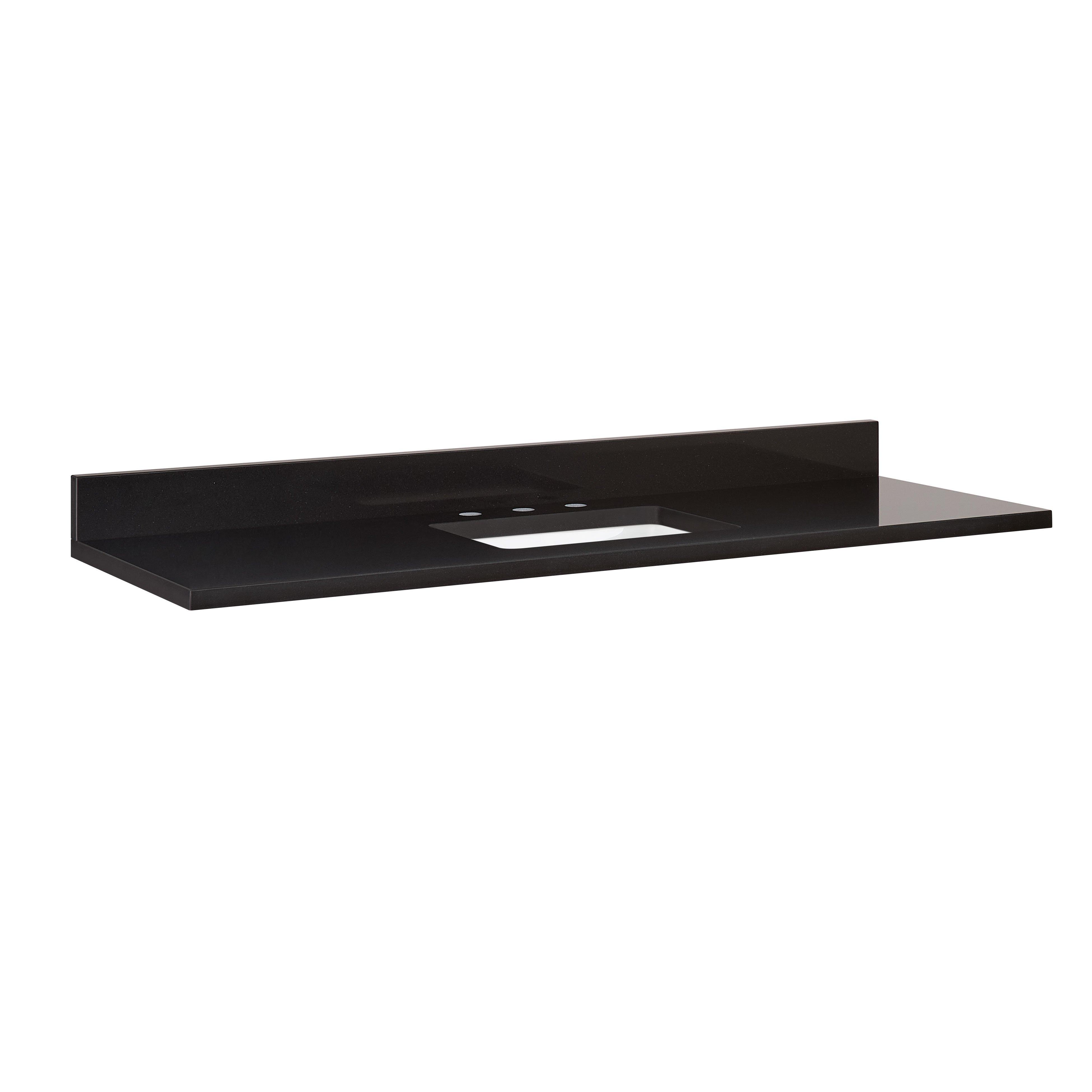 61" x 22" 3cm Quartz Single Vanity Top with Rectangular Undermount Sink