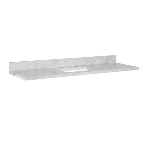 61" x 22" 3cm Marble Single Vanity Top with Rectangular Undermount Sink - Carrara - 3 Hole