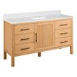 60" Ayanna Mindi Single Vanity with Rectangular Undermount Sink - Natural Mindi - AW Quartz - 3H, , large image number 0