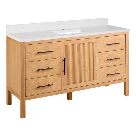 60" Ayanna Mindi Single Vanity with Rectangular Undermount Sink - Natural Mindi