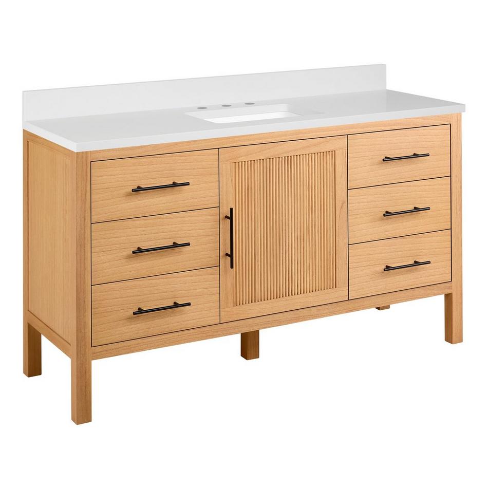 60" Ayanna Mindi Single Vanity with Rectangular Undermount Sink - Natural Mindi - AW Quartz - 3H, , large image number 0