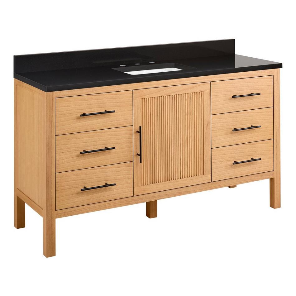 60" Ayanna Mindi Single Vanity with Rectangular Undermount Sink - Natural Mindi - CB Quartz - 3H, , large image number 0