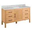 60" Ayanna Mindi Single Vanity with Rectangular Undermount Sink - Natural Mindi - Carrara - 3H, , large image number 0