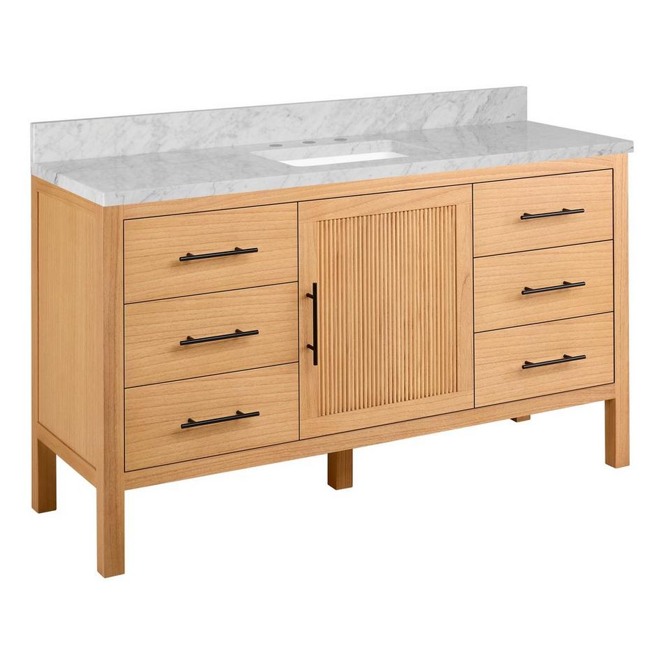 60" Ayanna Mindi Single Vanity with Rectangular Undermount Sink - Natural Mindi - Carrara - 3H, , large image number 0