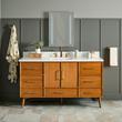 60" Novak Single Teak Vanity with Rectangular Undermount Sink - Teak - FW Quartz - 3H, , large image number 0