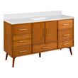 60" Novak Single Teak Vanity with Rectangular Undermount Sink - Teak - AW Quartz - 3H, , large image number 0
