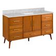 60" Novak Single Teak Vanity with Rectangular Undermount Sink - Teak - Carrara Marble - 3H, , large image number 0