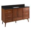 60" Novak Single True Walnut Vanity with Rectangular Undermount Sink - True Walnut - CB Quartz - 3H, , large image number 0