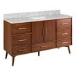 60" Novak Single True Walnut Vanity with Rectangular Undermount Sink - True Walnut - Carrara - 3H, , large image number 0