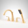 Provincetown 4-Hole Roman Tub Faucet and Hand Shower with Rough-In Valve - Brushed Gold, , large image number 1