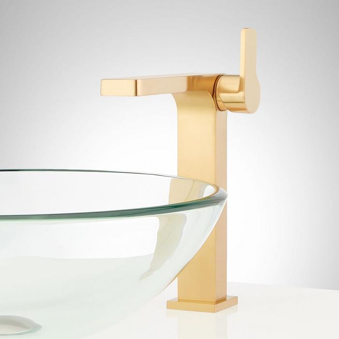 Lexia Single-Hole Vessel Faucet in Brushed Gold