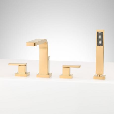 Hibiscus 4-Hole Roman Tub Faucet and Hand Shower