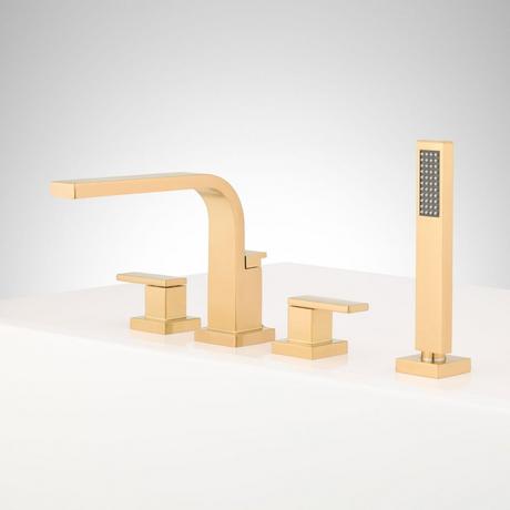 Hibiscus 4-Hole Roman Tub Faucet and Hand Shower