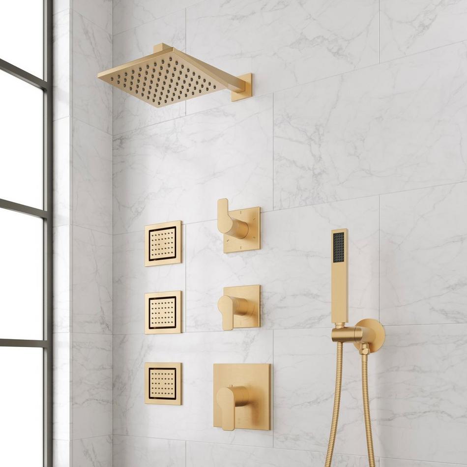 Hibiscus Thermostatic Shower System with 3 Body Sprays and Hand Shower, , large image number 0