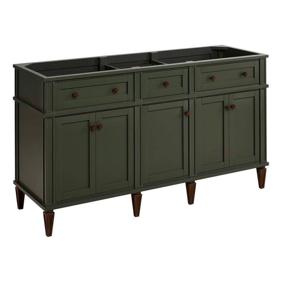 60" Elmdale Dark Olive Green Double Vanity with Outlets - Vanity Cabinet Only, , large image number 0