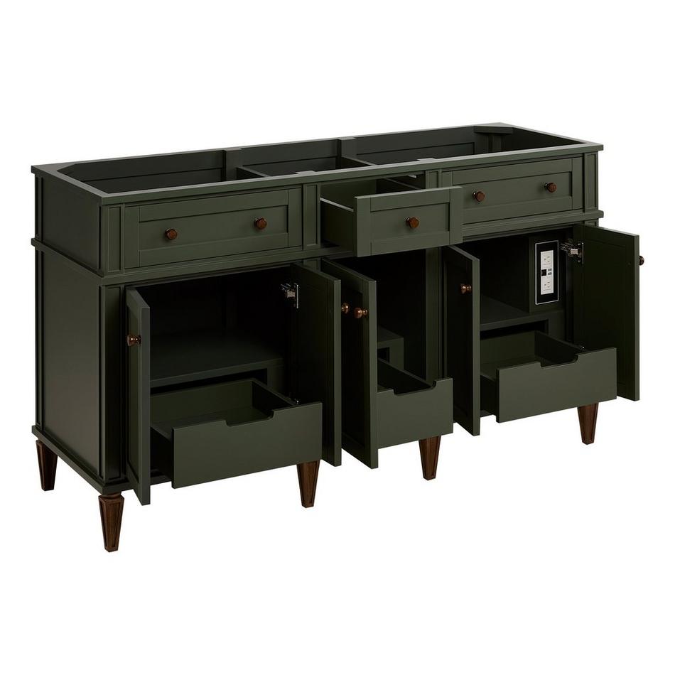 60" Elmdale Dark Olive Green Double Vanity with Outlets - Vanity Cabinet Only, , large image number 1