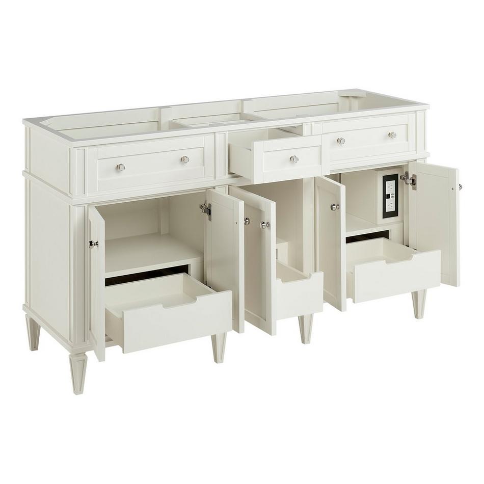 60" Elmdale White Double Vanity with Outlets - Vanity Cabinet Only, , large image number 1