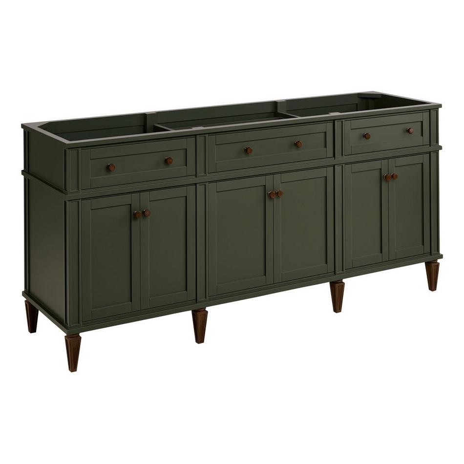 72" Elmdale Dark Olive Green Vanity with Undermount Sinks - Outlets - Carrara - 3 Hole, , large image number 1
