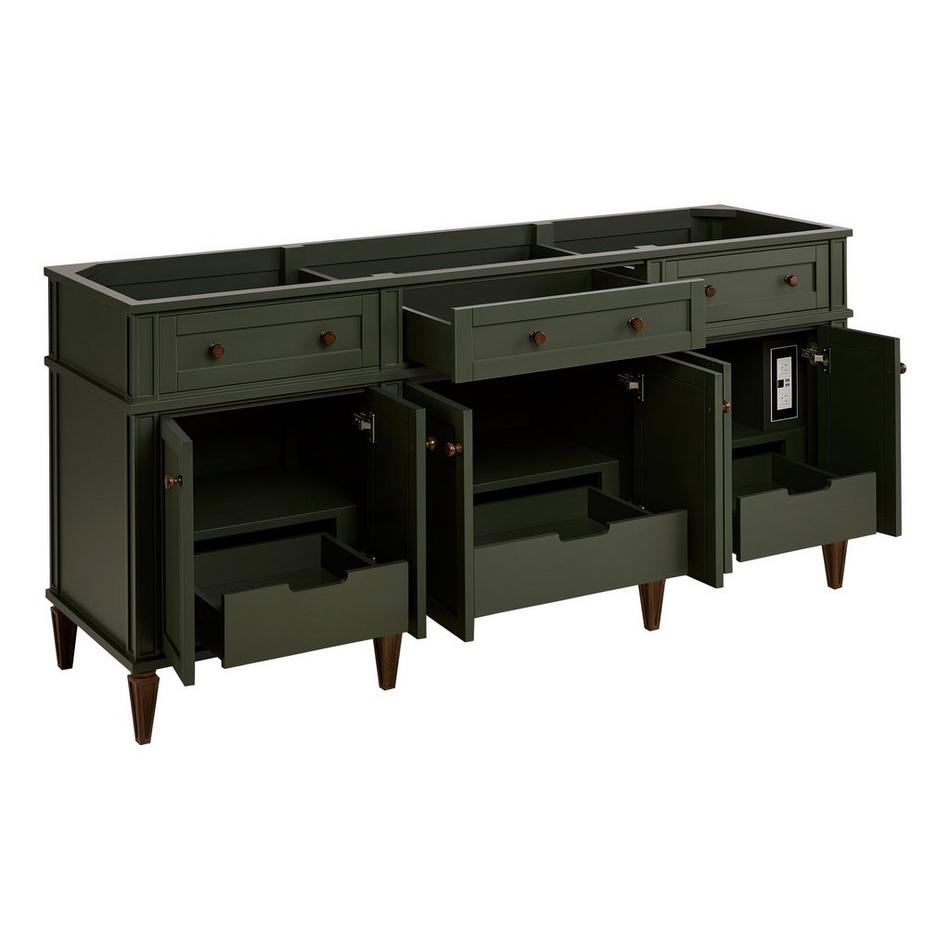 72" Elmdale Dark Olive Green Vanity with Undermount Sinks - Outlets - Carrara - 3 Hole, , large image number 2