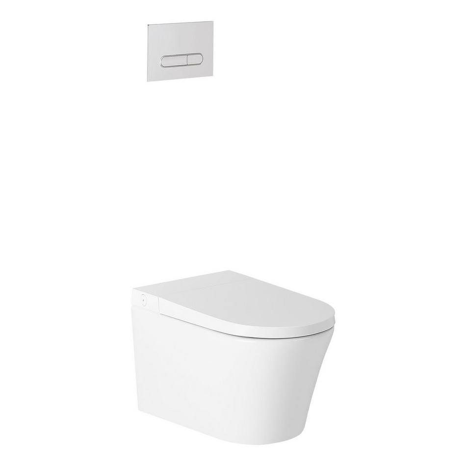 Glinda Dual-Flush Wall-Mount Elongated Smart Toilet with In-Wall Carrier - Matte Chrome Hardware, , large image number 2