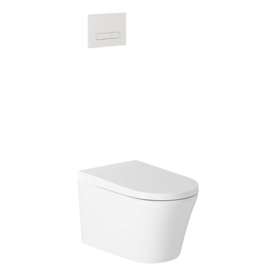Glinda Dual-Flush Wall-Mount Elongated Smart Toilet with In-Wall Carrier - White Hardware, , large image number 2