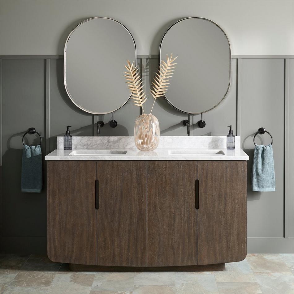 60" Yvon Double Vanity with Rectangular Undermount Sinks - Outlets - Deep Taupe, , large image number 1