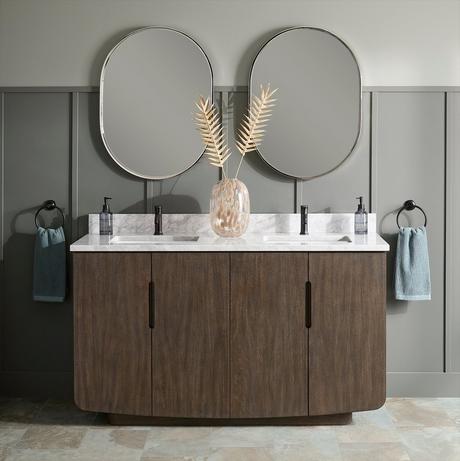 60" Yvon Double Vanity with Rectangular Undermount Sinks - Outlets - Deep Taupe