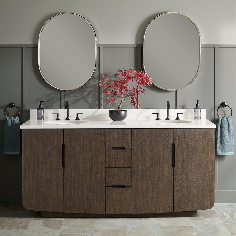 72" Yvon Double Vanity with Undermount Sinks - Outlets - Deep Taupe - AW Quartz - 3 Hole, , large image number 0