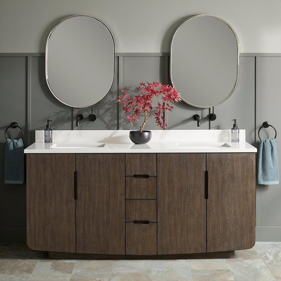 72" Yvon Double Vanity with Rectangular Undermount Sinks - Outlets - Deep Taupe, , large image number 1