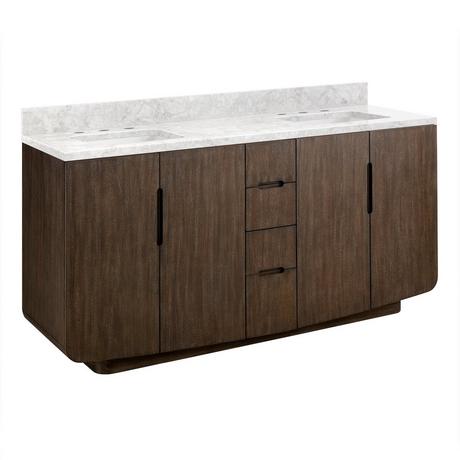 72" Yvon Double Vanity with Rectangular Undermount Sinks - Outlets - Deep Taupe