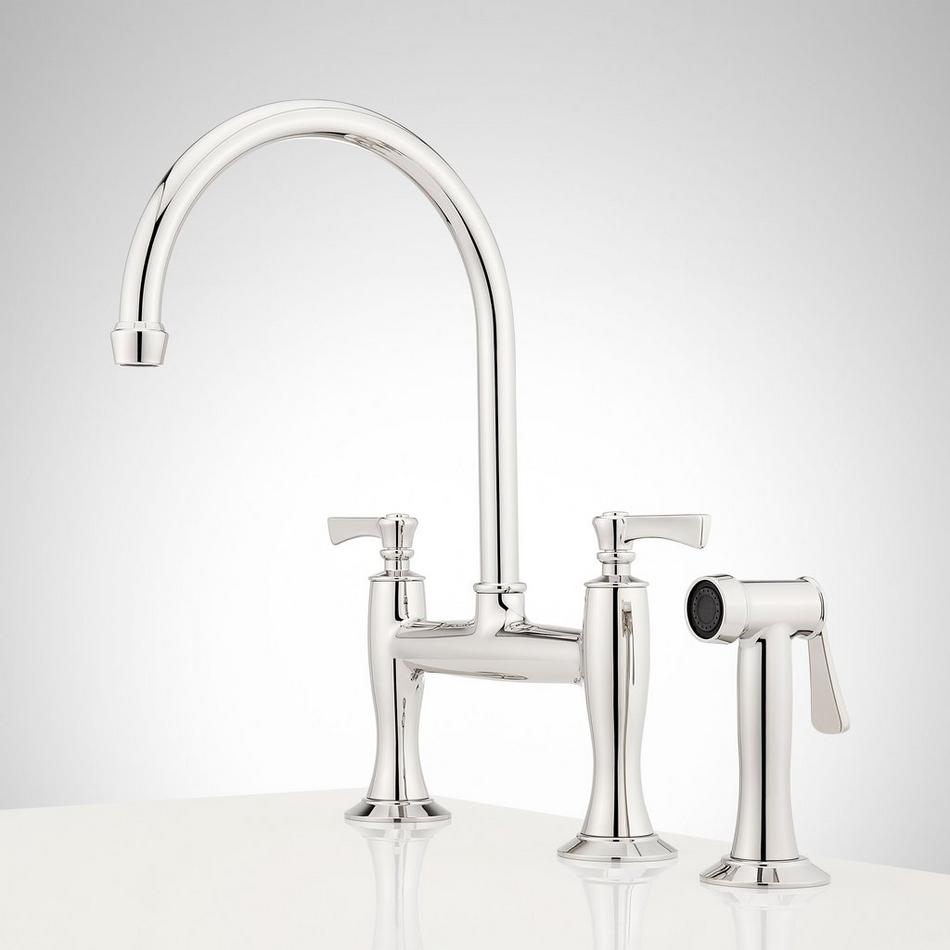 Marceau Bridge Kitchen Faucet with Side Spray - Lever Handles, , large image number 3