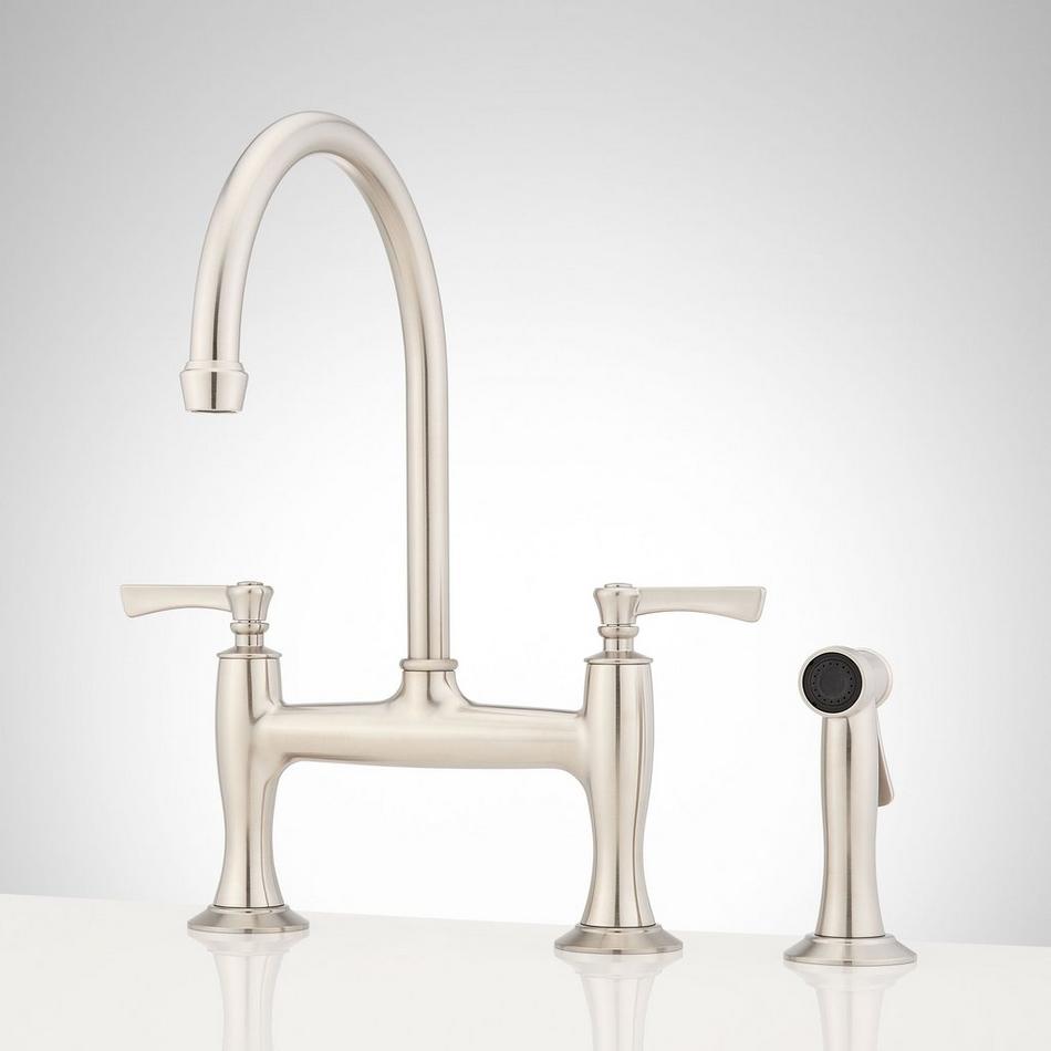 Marceau Bridge Kitchen Faucet with Side Spray - Lever Handles, , large image number 6