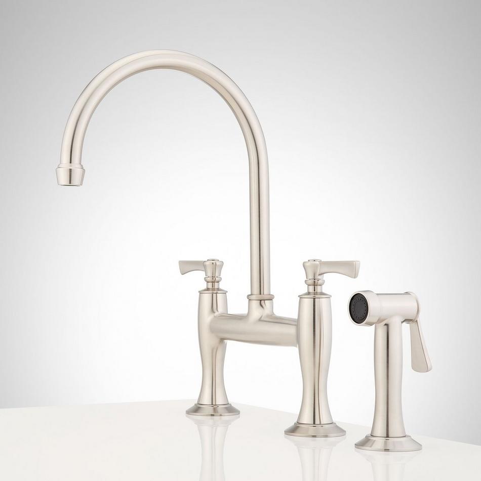 Marceau Bridge Kitchen Faucet with Side Spray - Lever Handles, , large image number 7