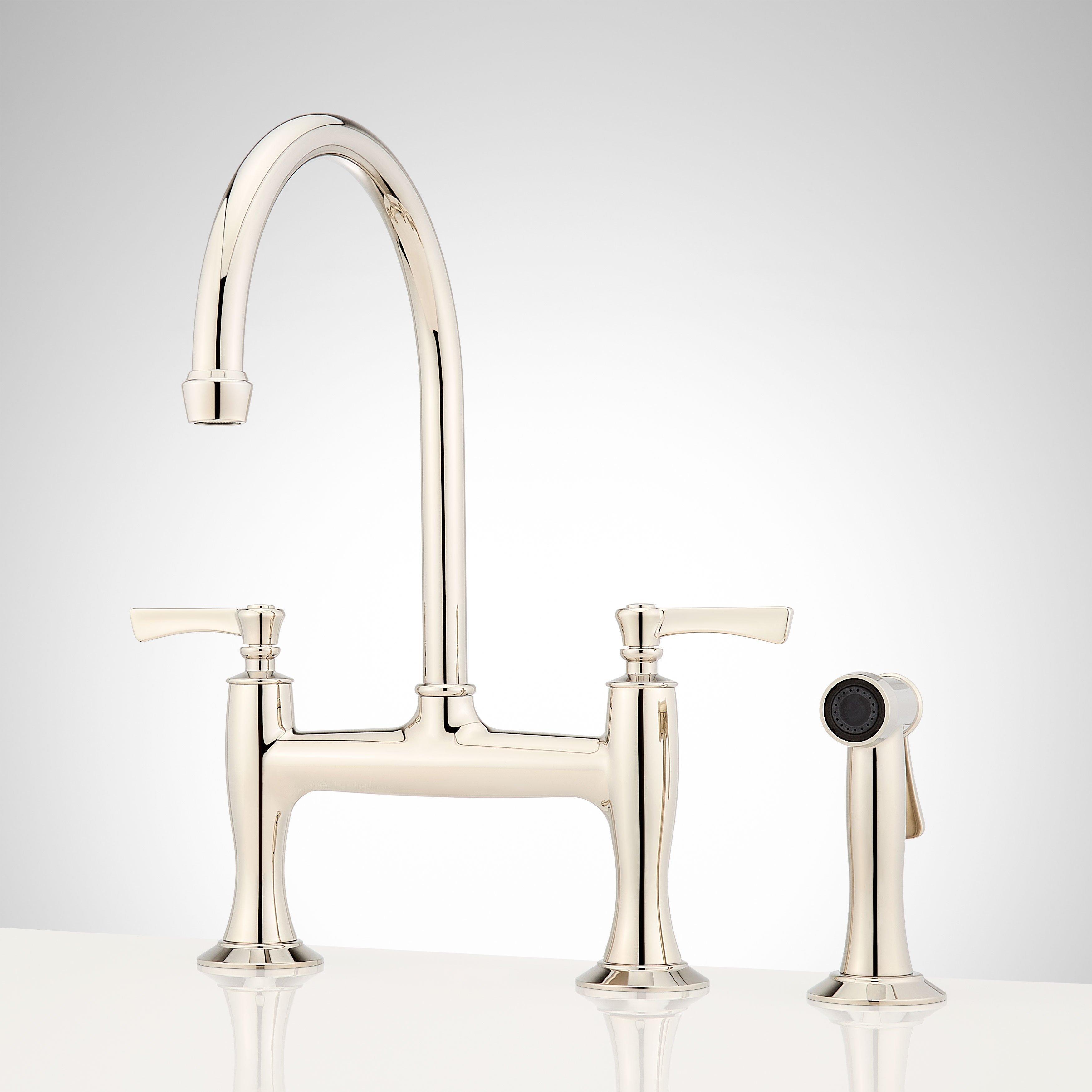 Marceau Bridge Kitchen Faucet with Side Spray - Lever Handles