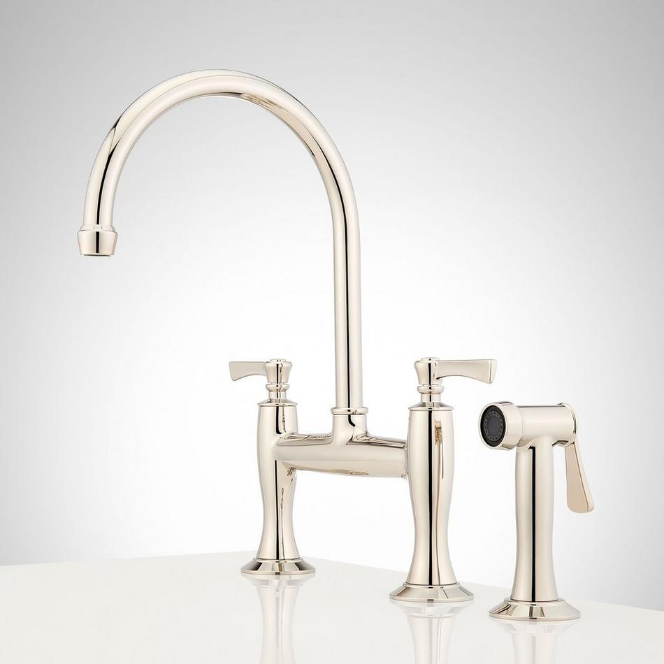 Marceau Bridge Kitchen Faucet with Side Spray - Lever Handles, , large image number 5