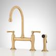 Marceau Bridge Kitchen Faucet with Side Spray - Lever Handles - Aged Brass, , large image number 0