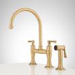 Marceau Bridge Kitchen Faucet with Side Spray - Lever Handles - Aged Brass, , large image number 1